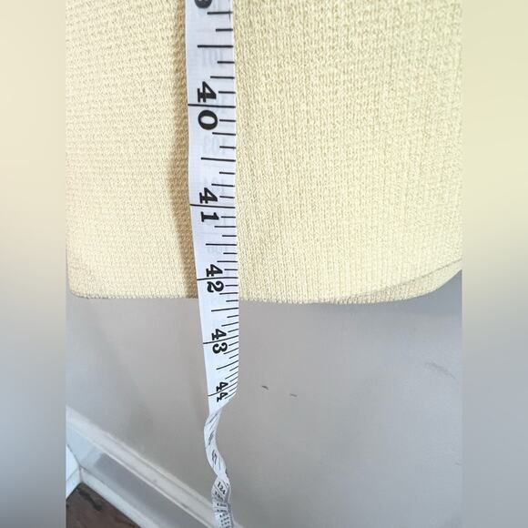 Scanlan Theodore crepe knit ruffle dress one shoulder lemon yellow spring summer - Picture 10 of 12